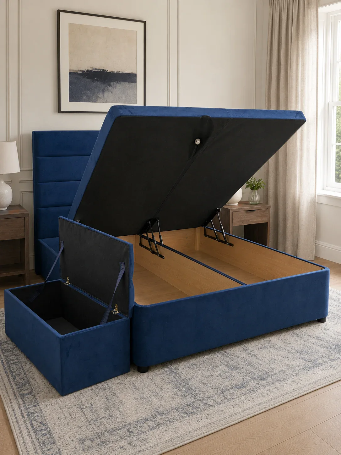 Close detail of a Grace Beds upholstered bed finish