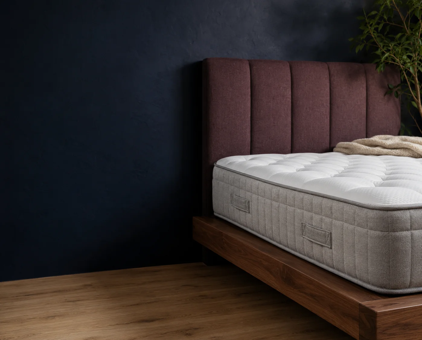 Supportive Grace Beds mattress on a contemporary wooden bed frame